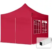 TOOLPORT 3x3m, stål, easy-up-pavillon, 4 sidedele, rød