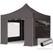 TOOLPORT 3x3m, stål, easy-up-pavillon, 4 sidedele, mørkegrå
