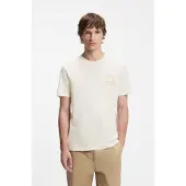HUGO T-shirt med regular fit i bomuld med jeans-knapprint