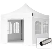 TOOLPORT 3x3m, stål, easy-up-pavillon, 4 sidedele, hvid