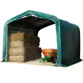 TOOLPORT 4x4m, Læskurstelt, PVC-teltdug, mørkegrøn, beton undergrund