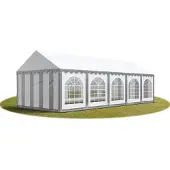 TOOLPORT 4x10m, Partytelt, PVC-teltdug, grå-hvid, med bundramme