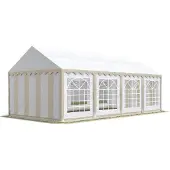 Profizelt24 4x8m, Partytelt, PVC-teltdug, beige og hvid