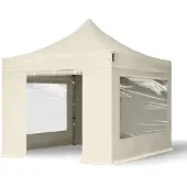 TOOLPORT 3x3m, stål, easy-up-pavillon, 4 sidedele, creme