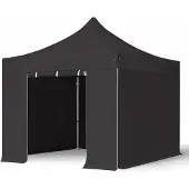 TOOLPORT 3x3m, aluminium, easy-up-pavillon, 4 sidedele, sort