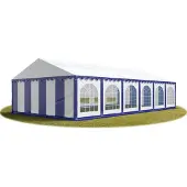 TOOLPORT 6x12m, Partytelt, PVC-teltdug, blå og hvid, med bundramme