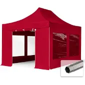 TOOLPORT 3x4,5m, stål, easy-up-pavillon, 4 sidedele, rød