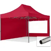 TOOLPORT 3x4,5m, stål, easy-up-pavillon, 2 sidedele, rød