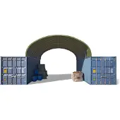 TOOLPORT 6x6m, containertelt, PRIMEtex-PVC-teltdug, mørkegrøn, med statikpakke