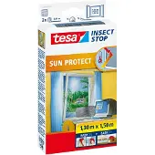 TESA Myggenet til vinduer, solbeskyttelse, vinduesnet, 1,3 x 1,5 m, sort