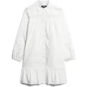 Superdry Superdrytil kvinder. W8011625A Skjortekjole med hvid blondeblanding (XS), Casual, Bomuld, Lange ærmer