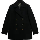 Superdry Superdrytil kvinder. W5012100A Sort dobbeltradet jakke (M), Bomuld, Klassisk