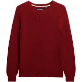 Superdry Superdrytil kvinder. W6110672A Relaxed Ribbed Knitted Sweater rødbrun (M), Casual, Bomuld