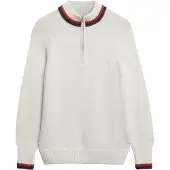 Superdry Superdrytil kvinder. W6110669A T-shirt med halv lynlås, beige med kontrastkanter (S), Casual, Lange ærmer