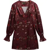 Superdry Superdrytil kvinder. W8012005A Jacquard-kjole i granatrød (S), Casual, Rødbrun, Viscose, Lange ærmer