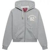 Superdry Superdrytil kvinder. W2012712A Grå Relaxed Crop hættetrøje med lynlås (M), Casual, Bomuld