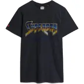 Superdry Superdrytil mænd. M1011981A Sort grafisk t-shirt med rockband (XL), Casual, Bomuld, Korte ærmer