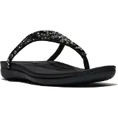 FitFlop Fitfloptil kvinder. A5Y-001 Sandalias Solay Mixed-Crystal Toe sort (38), Læder, Fast, Ingen, Casual