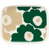 Marimekko Unikko tallerken 12x15 cm White-dark green-beige-light sand