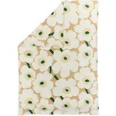 Marimekko Unikko dynebetræk 150x210 cm Sand-off white-hay-emerald