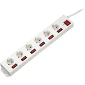 Hama 6+1, XL - Stikdåse - AC 230 V - 3500 Watt - output-stikforbindelser: 6 (CEE 7/4) - 1.4 m ledning - hvid