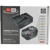Bosch DIY & Garden Cordless Starter Set 18V 1x 4.0Ah + Quick Charger AL 18V-44 black, Li-ion battery 4.0Ah, POWER FOR ALL ALLIANCE