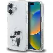 Karl Lagerfeld IML Aquarelle Karl & Choupette & Logo iPhone 16-etui – hvid