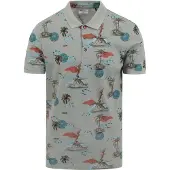 No-excess poloshirt ed grønt print Flerfarvet Grøn åle