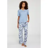 LASCANA Pyjamas blå / navy / himmelblå / hvid