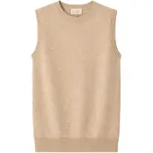 GOBI Cashmere Strikvest 'Women's Essential Cashmere Crewneck Vest' beige