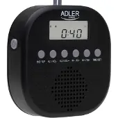 Adler Vandtæt FM-radio med ur og kompakt design