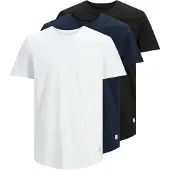 Jack & Jones 3-pak Long Line Fit Ensfarvet T-shirt