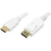 Logilink 2m, HDMI-DP, 2 m, HDMI, DisplayPort, Guld, 1920 x 1080 pixel, Hvid