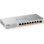 Zyxel XMG-100 Series XMG-108HP - Switch - ikke-administreret - ikke administreret - 8 x 100/1000/2.5G (PoE++) + 1 x Gigabit SFP / 10 Gigabit SFP+ - desktop, væg-monterbar - PoE++ (100 W)