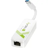 Techly IDATA USB-ETGIGA-3A, Ledningsført, USB, Ethernet, 5000 Mbit/s, Hvid