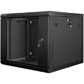 Lanberg wall-mounted installation rack cabinet 19'' 9U 600x600mm black (glass door)