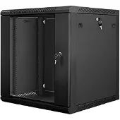 Lanberg wall-mounted installation rack cabinet 19'' 12U 600x600mm black (glass door)