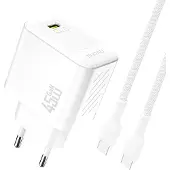 Dudao A28C 45W GaN Wall Charger + USB-C Cable - White