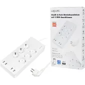 Logilink SH0105, 6 AC stikkontakt(er), Type F, 1,8 m, Kabel & trådløs, Hvid, Hvid
