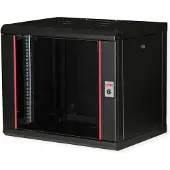Roline 26.21.0172, Vægmonteret stativ, 9U, Nøglelås, Rack skinner, 17,6 kg, Sort