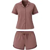 LEAFLETIC Shorty 'Women’s Night Wear Short Set' brun