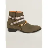 MAD TIGERS Boots 'SNAKE BUCKLE' oliven