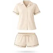 LEAFLETIC Shorty 'Women’s Night Wear Short Set' creme