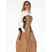 IUnique Overdel 'Quilted Corset with Ribbon Ties' lysebrun