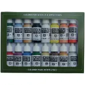Acrylicos Vallejo 70.140, 17 ml, Sort, Blå, Brun, Kød, Guld, Grøn, Orange, Lilla, Rød, Sølv, Hvid, Gul, Mat, Flaske
