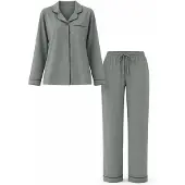 LEAFLETIC Pyjamas 'Women’s Nightwear Long set' grøn-meleret