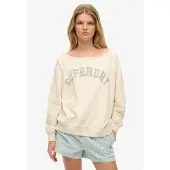 Superdry Superdrytil kvinder. W2012424A Sweatshirt Athletic Essential Bardot off-white (S), Hvid, Casual, Bomuld
