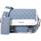 Chabrand Skuldertaske 'Sacoche Toile Enduite Cuir Bleu' blå