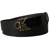 Calvin Klein Bælte 'CK Monogram Buckle' guld / sort