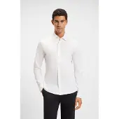 BOSS Slim fit skjorte i meleret bomuldsjersey